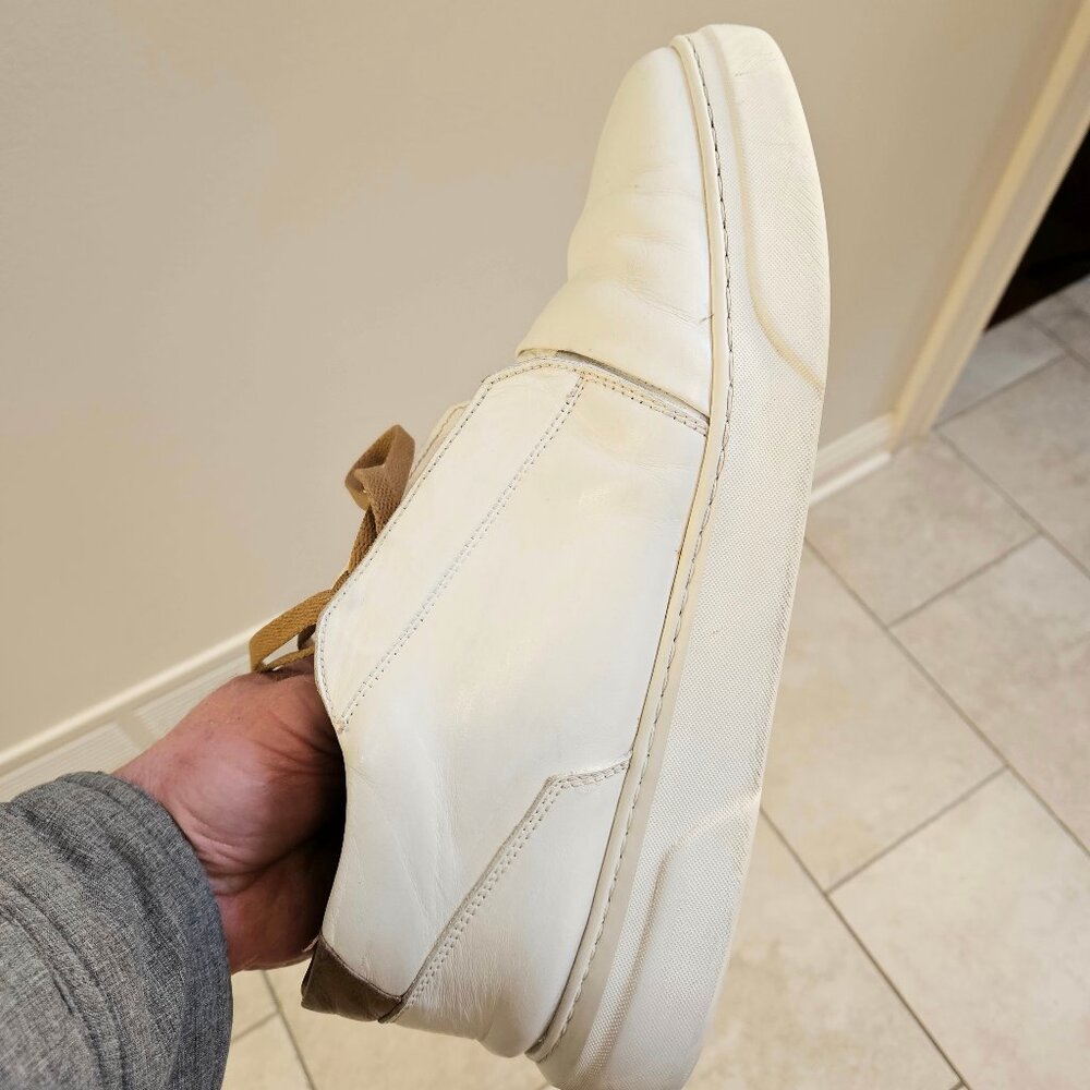Bruno Magli Men's Phoster Mid-Top Casual Leather Sneakers, White/Khaki, Sz 13 - Picture 13 of 16
